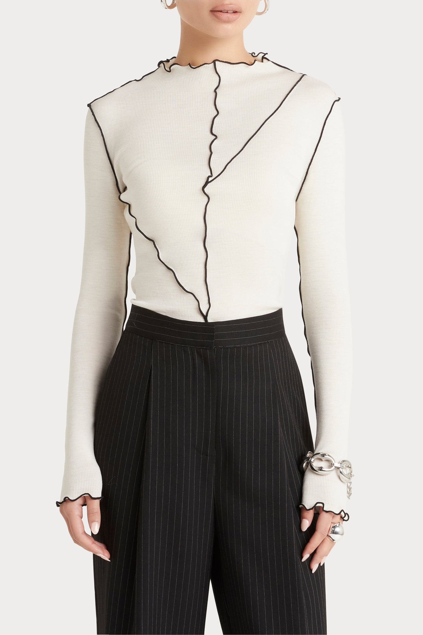 Contrast Rib - White